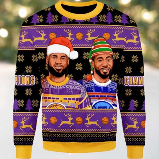2025 Lebron James And Kawhi Leonard Basketball Christmas Ugly Sweater
