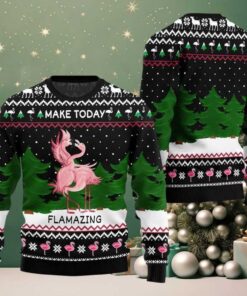 2025 Make Today Flamazing Flamingo Ugly Christmas Sweater