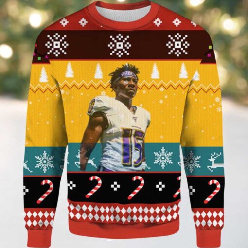 2025 Marquise Brown Baltimore Ravens Ugly Christmas Sweater