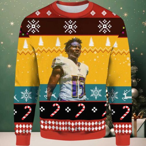 2025 Marquise Brown Baltimore Ravens Ugly Christmas Sweater