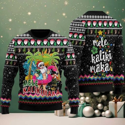 2025 Mele Kalikimaka Santa Claus Ugly Christmas Sweater