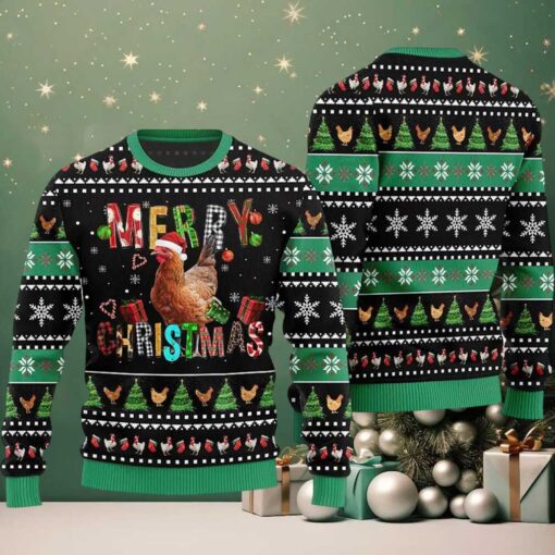 2025 Merry Christmas Chicken Ugly Christmas Sweater