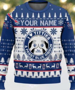 2025 Pabst Blue Ribbon Titties Christmas Ugly Sweater
