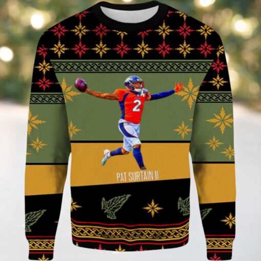 2025 Pat Surtain II Denver Broncos Ugly Christmas Sweater