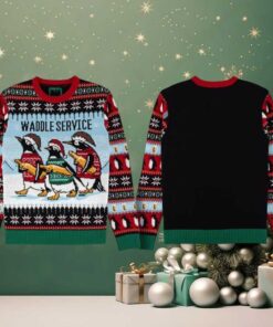 2025 Penguin Waddle Service Christmas Ugly Sweater