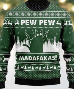2025 Pew Pew Madafakas Cat Ugly Christmas Sweater