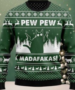 2025 Pew Pew Madafakas Cat Ugly Christmas Sweater