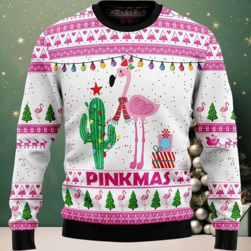 2025 Pinkmas Flamingo Christmas Ugly Sweater