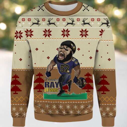 2025 Ray Lewis Baltimore Ravens Ugly Christmas Sweater