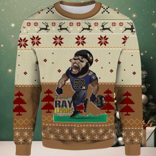 2025 Ray Lewis Baltimore Ravens Ugly Christmas Sweater