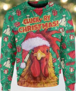2025 Rooster Chicken Santa Christmas Ugly Sweater
