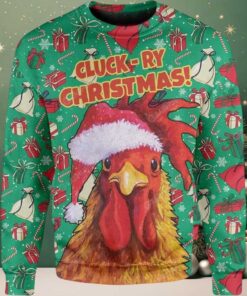 2025 Rooster Chicken Santa Christmas Ugly Sweater