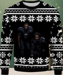 2025 Roquan Smith And Patrick Queen Ravens Ugly Christmas Sweater