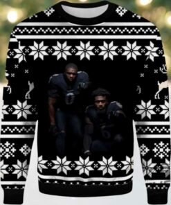 2025 Roquan Smith And Patrick Queen Ravens Ugly Christmas Sweater