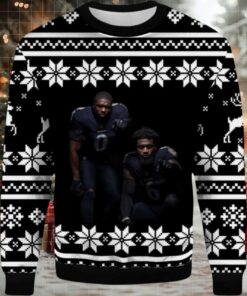 2025 Roquan Smith and Patrick Queen Ravens Ugly Christmas Sweater