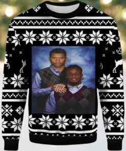2025 Russell Wilson Jerry Jeudy Step Brother Denver Broncos Ugly Christmas Sweater