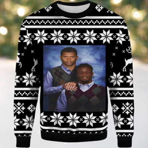 2025 Russell Wilson Jerry Jeudy Step Brother Denver Broncos Ugly Christmas Sweater