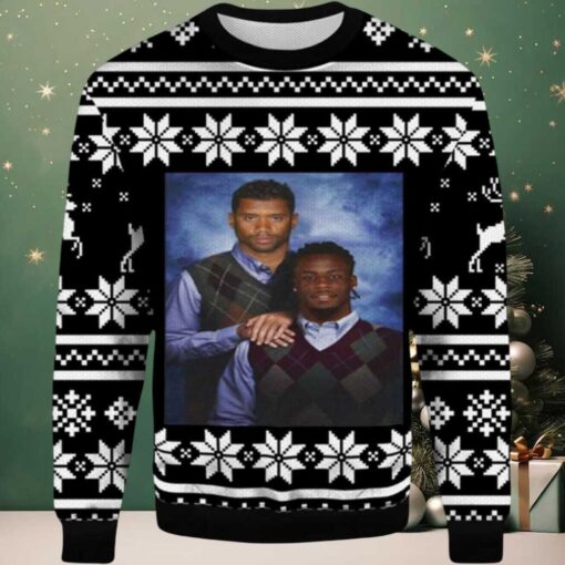 2025 Russell Wilson Jerry Jeudy Step Brother Denver Broncos Ugly Christmas Sweater