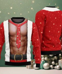 2025 Santa Abs Body Ugly Christmas Sweater