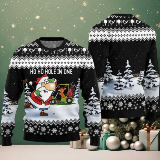 2025 Santa And Golf Mens Ugly Christmas Sweater