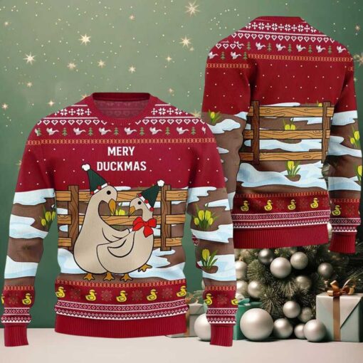 2025 Seriously Naughty Duck On The Farm Ugly Christmas Sweater