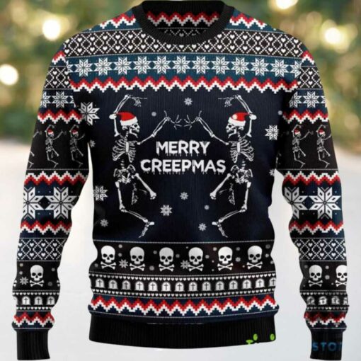 2025 Skeleton Merry Creepmas Ugly Christmas Sweater