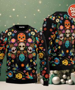 2025 Skull Pattern Ugly Christmas Sweater