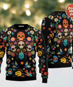 2025 Skull Pattern Ugly Christmas Sweater