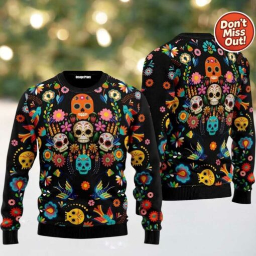 2025 Skull Pattern Ugly Christmas Sweater