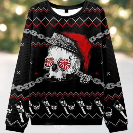 2025 Skulls And Chains Ugly Christmas Sweater
