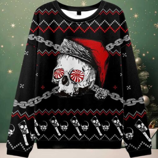 2025 Skulls And Chains Ugly Christmas Sweater