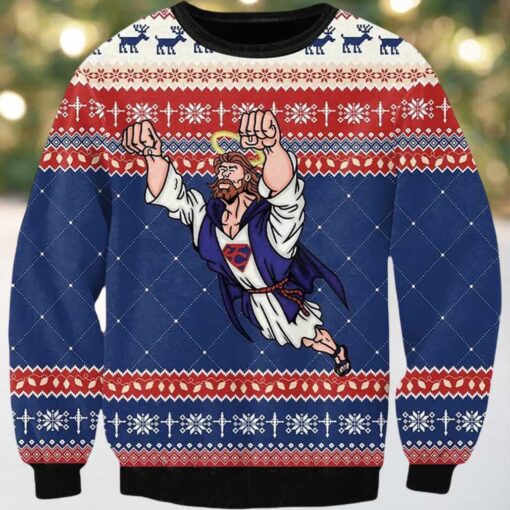 2025 Super Jesus Ugly Christmas Sweater