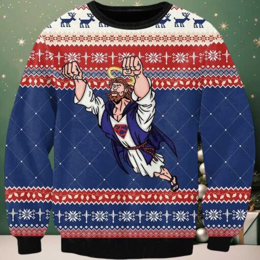 2025 Super Jesus Ugly Christmas Sweater