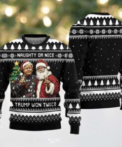 2025 Trump And Santa Ugly Christmas Sweater