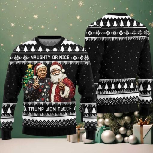 2025 Trump And Santa Ugly Christmas Sweater