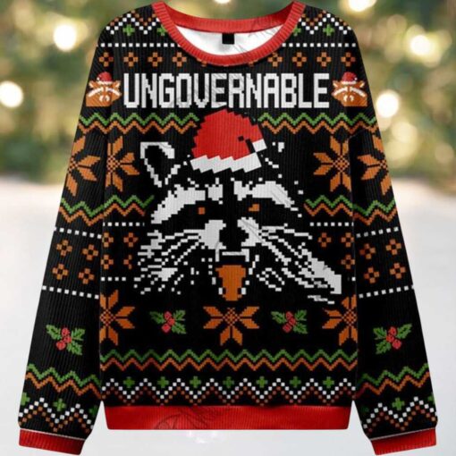 2025 Ungovernable Racoon Ugly Christmas Sweater