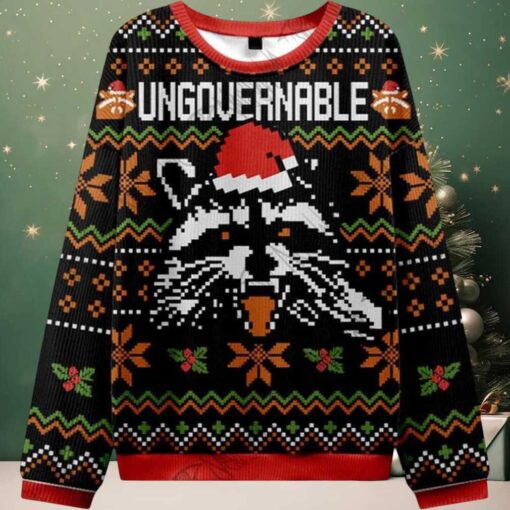 2025 Ungovernable Racoon Ugly Christmas Sweater