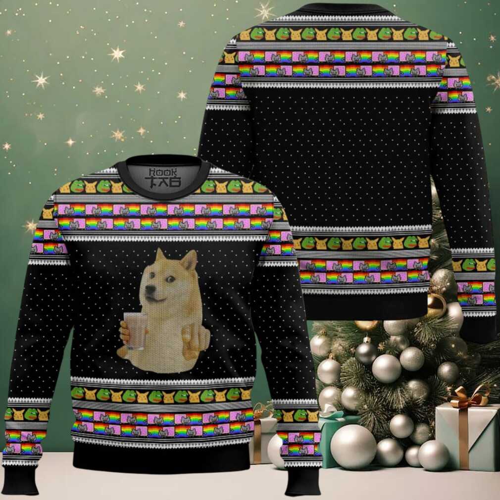 3d Choccy Milk Cheems Doge Meme Ugly Christmas Sweater, hoodie, sweater, long sleeve and tank top 3D Choccy Milk Cheems Doge Meme Ugly Christmas Sweater - Front View
