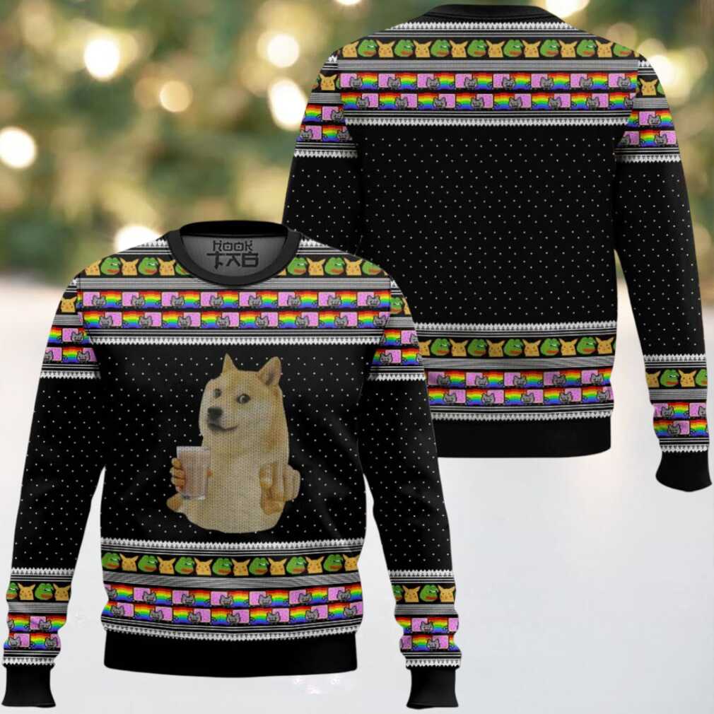 3d Choccy Milk Cheems Doge Meme Ugly Christmas Sweater, hoodie, sweater, long sleeve and tank top 3D Choccy Milk Cheems Doge Meme Ugly Christmas Sweater - Back View