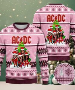 ACDC Cute Chibi Member Pink Color 2025 Ugly Christmas Sweater