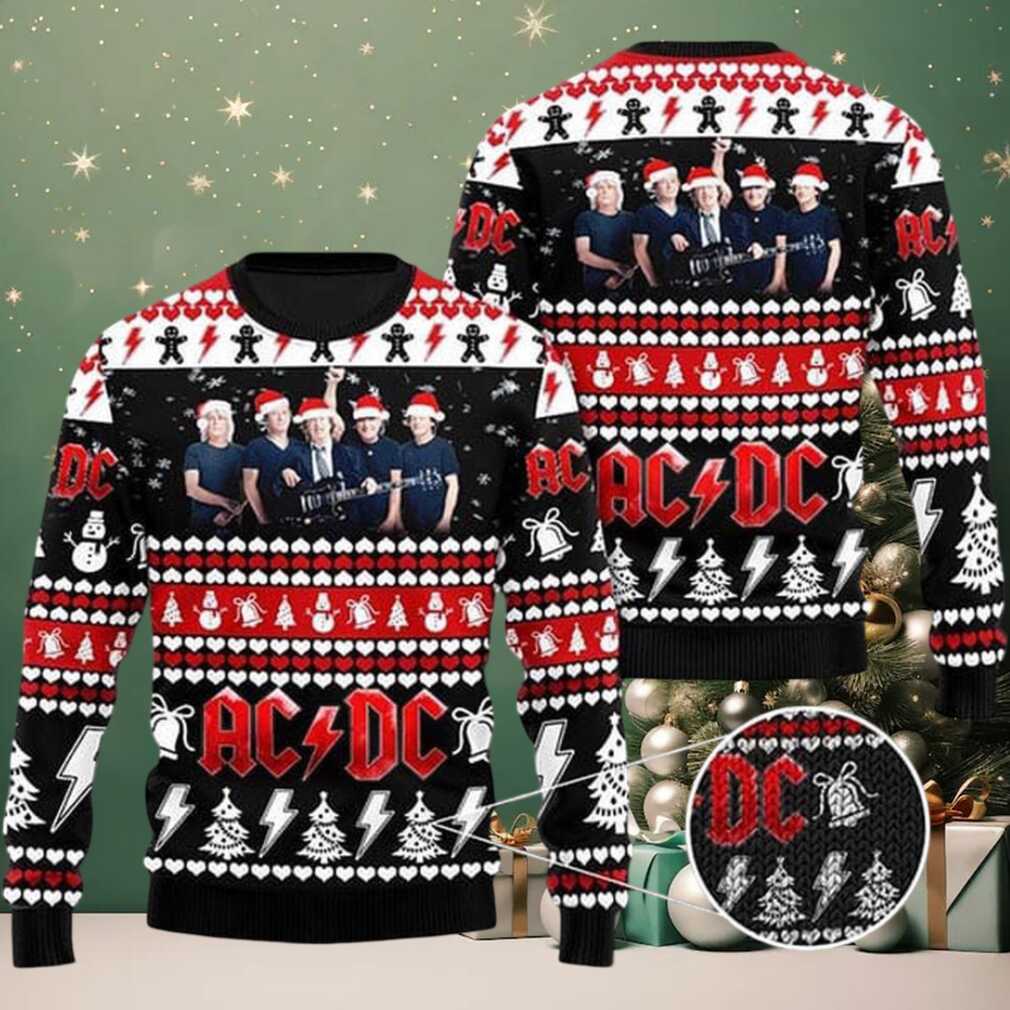 ACDC Member Playing Guitar 2025 Ugly Chirstmas Sweater ACDC Member Playing Guitar 2025 Ugly Chirstmas Sweater
