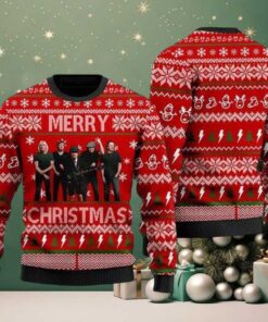 ACDC Merry Christmas Red and White 2025 Ugly Christmas Sweater