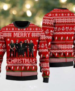 ACDC Merry Christmas Red and White 2025 Ugly Christmas Sweater