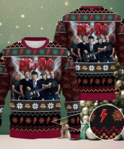 ACDC Rock Band Team Member With Xmas Pattern 2025 Ugly Christmas Sweater