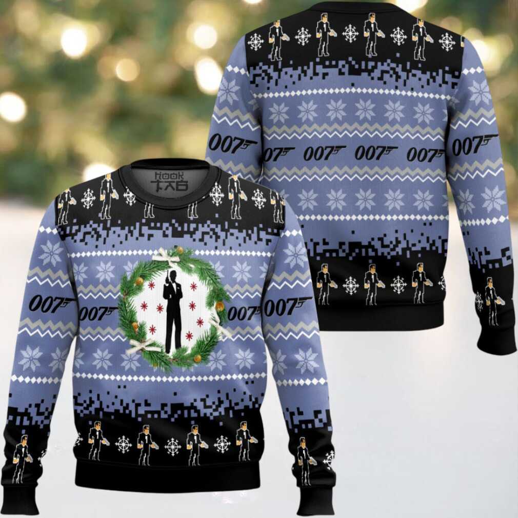 Agent 007 Mission Impossible Ugly Christmas Sweater, hoodie, sweater, long sleeve and tank top Agent 007 Mission Impossible Ugly Christmas Sweater - Detail View