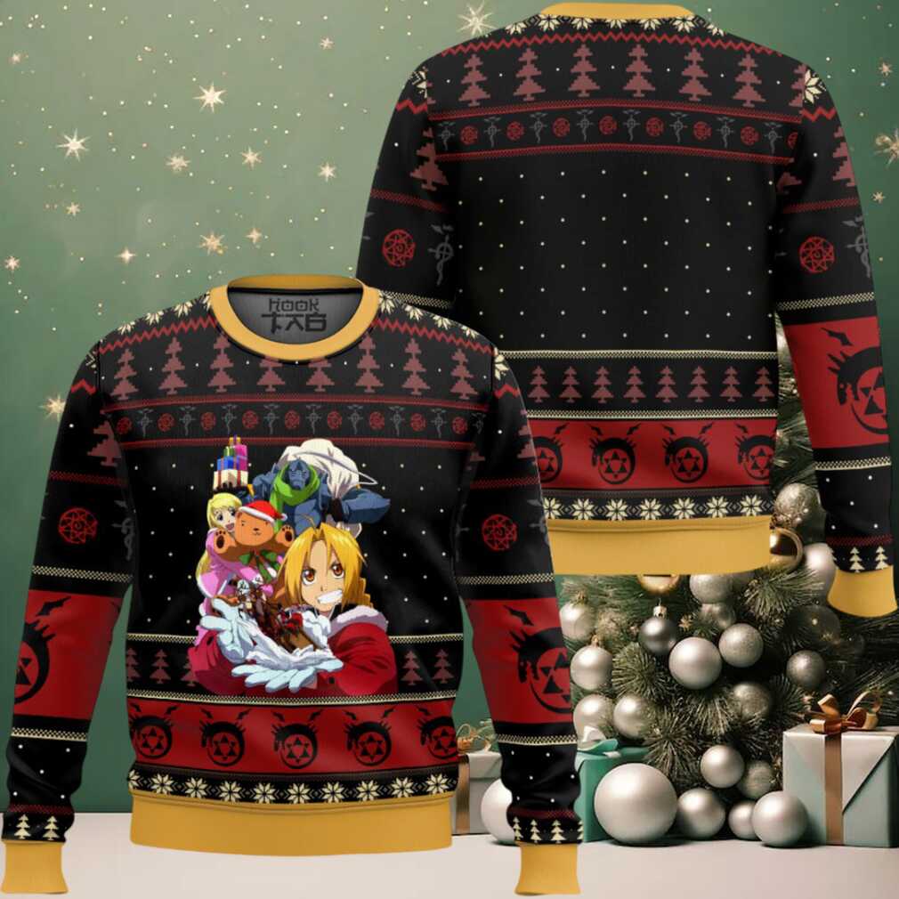 Alchemy Holidays Fullmetal Alchemist Ugly Christmas Sweater, hoodie, sweater, long sleeve and tank top Alchemy Holidays Fullmetal Alchemist Ugly Christmas Sweater