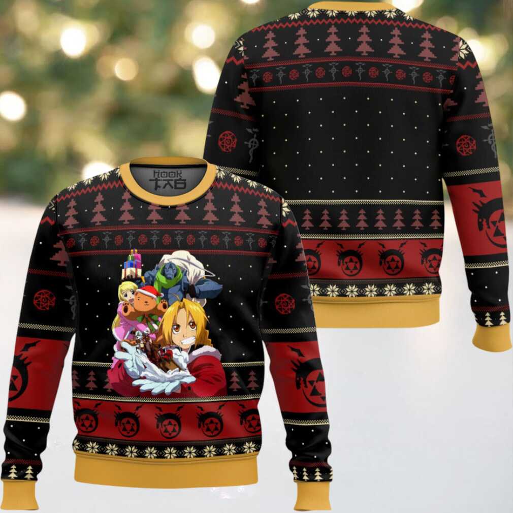 Alchemy Holidays Fullmetal Alchemist Ugly Christmas Sweater, hoodie, sweater, long sleeve and tank top Alchemy Holidays Fullmetal Alchemist Ugly Christmas Sweater