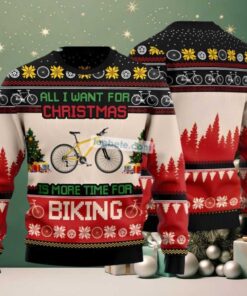 All I Want For Christmas Biking Ugly Christmas Sweater Red