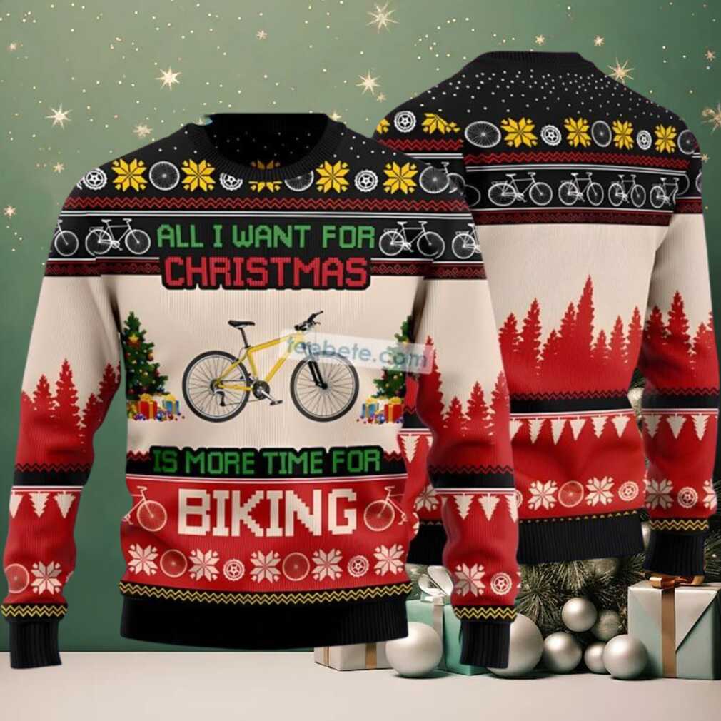 All I Want For Christmas Biking Ugly Christmas Sweater Red, hoodie, sweater, long sleeve and tank top All I Want For Christmas Biking Ugly Christmas Sweater Red