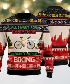 All I Want For Christmas Biking Ugly Christmas Sweater Red, hoodie, sweater, long sleeve and tank top All I Want For Christmas Biking Ugly Christmas Sweater Red